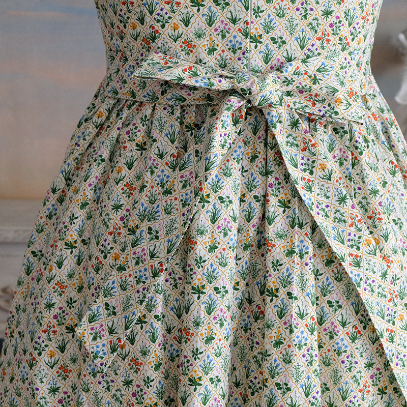 Floral Square Neck Ruffled Sleeveless Dress