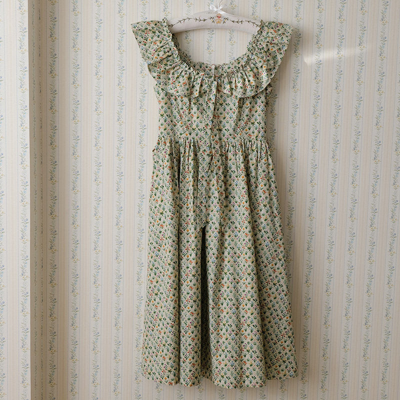 Floral Square Neck Ruffled Sleeveless Dress